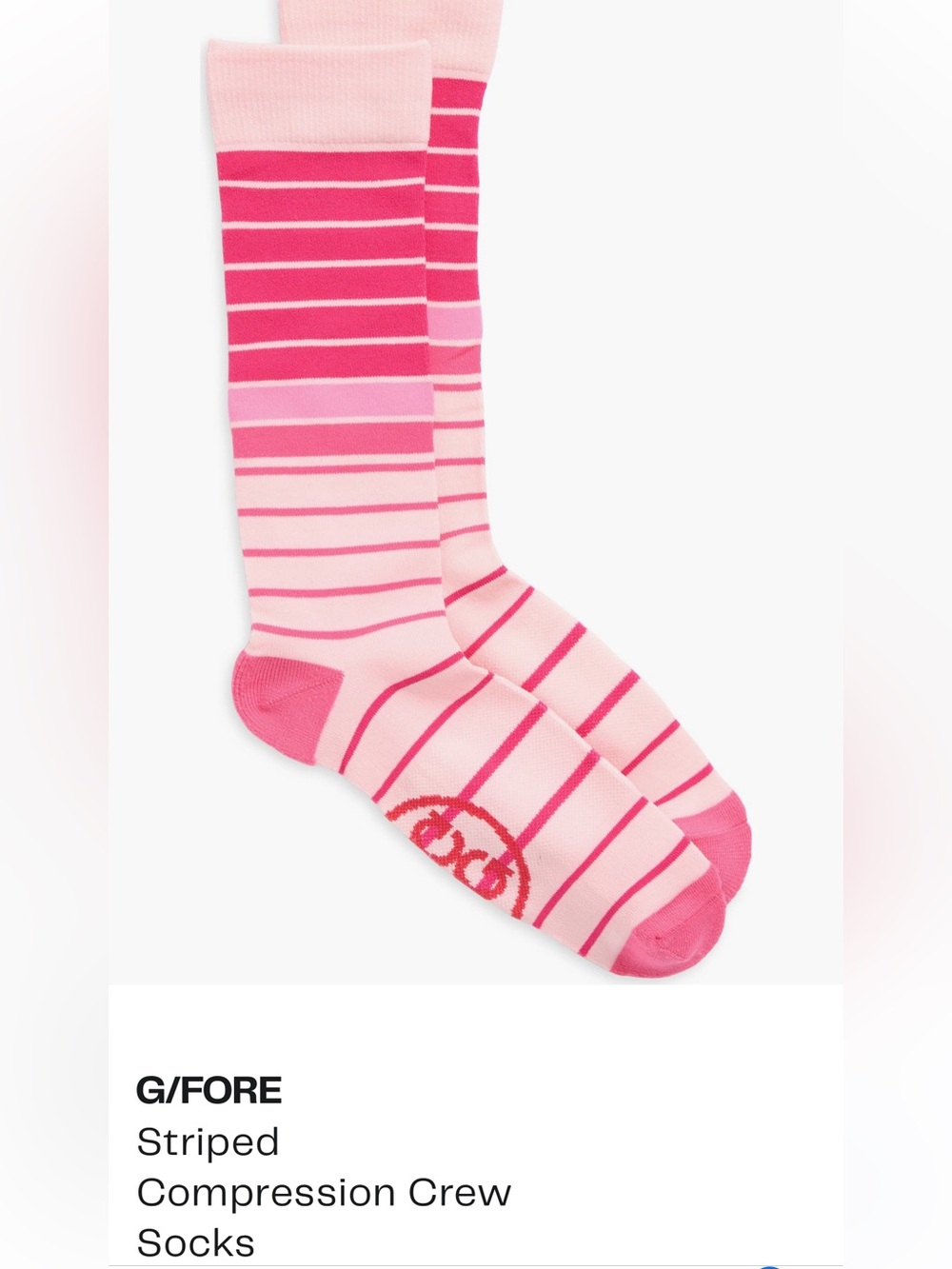 G/FORE Pink Striped Compression Crew Socks